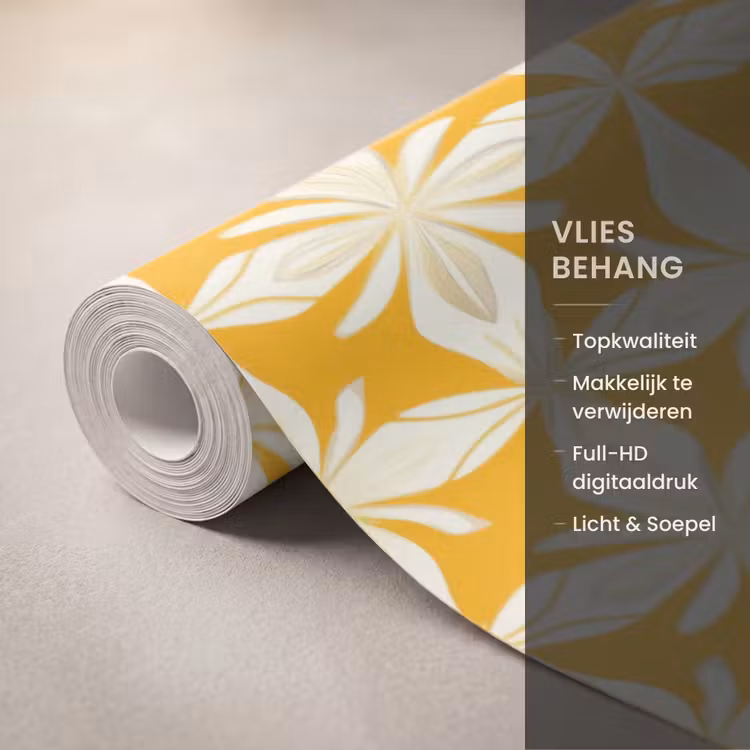 Behang - Patroon - Retro - Geel — 3