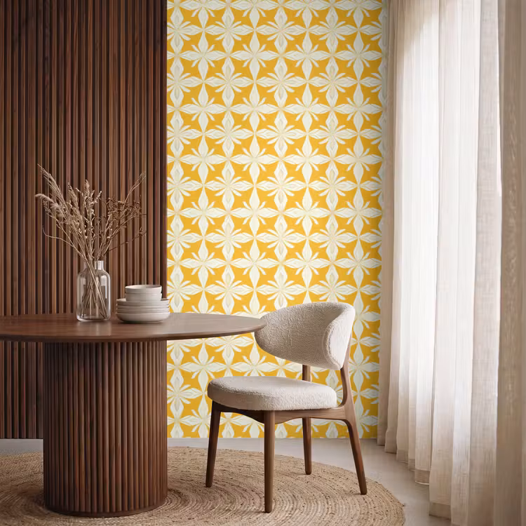 Behang - Patroon - Retro - Geel — 4