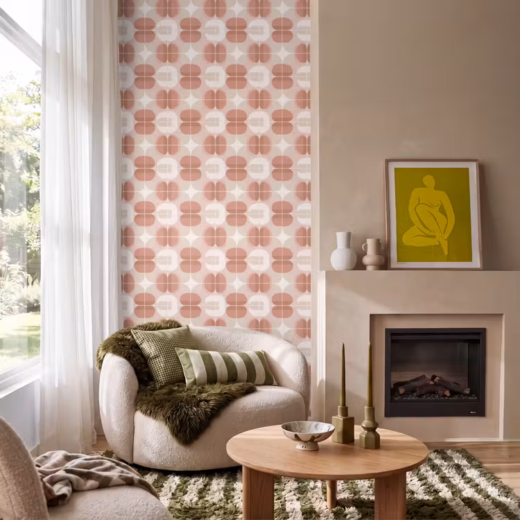 Behang - Retro - Klassiek - Roze — 1