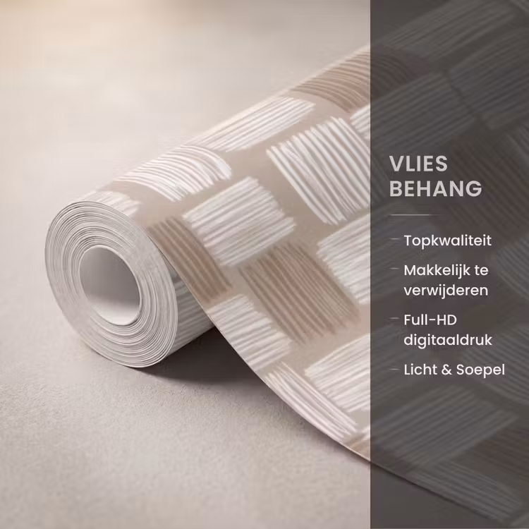 Behang - Blok - Patroon - Bruin — 3