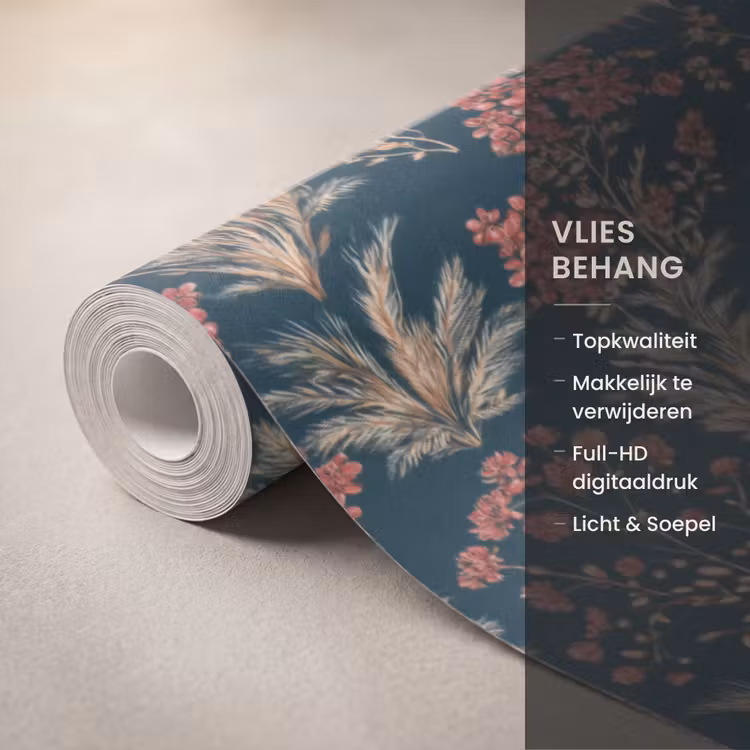 Behang - Botanisch - Patroon - Blauw — 3
