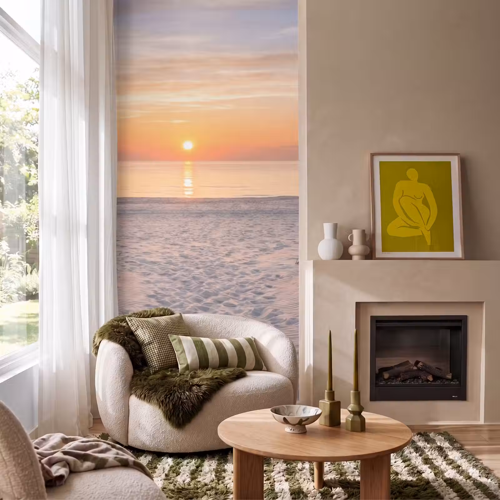 Behang - Zonsondergang - Strand - Zand — 1