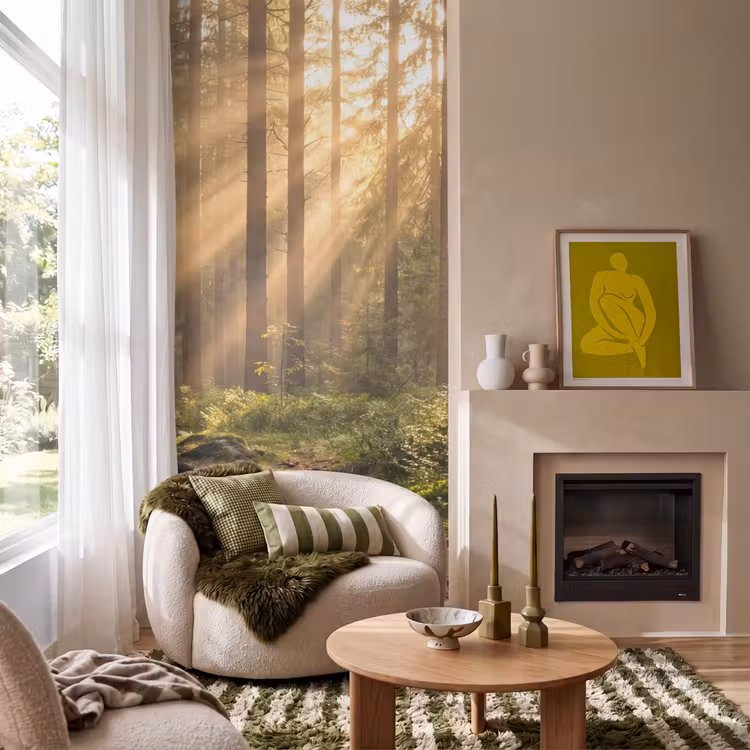 Behang - Bos - Zonlicht - Gras — 1