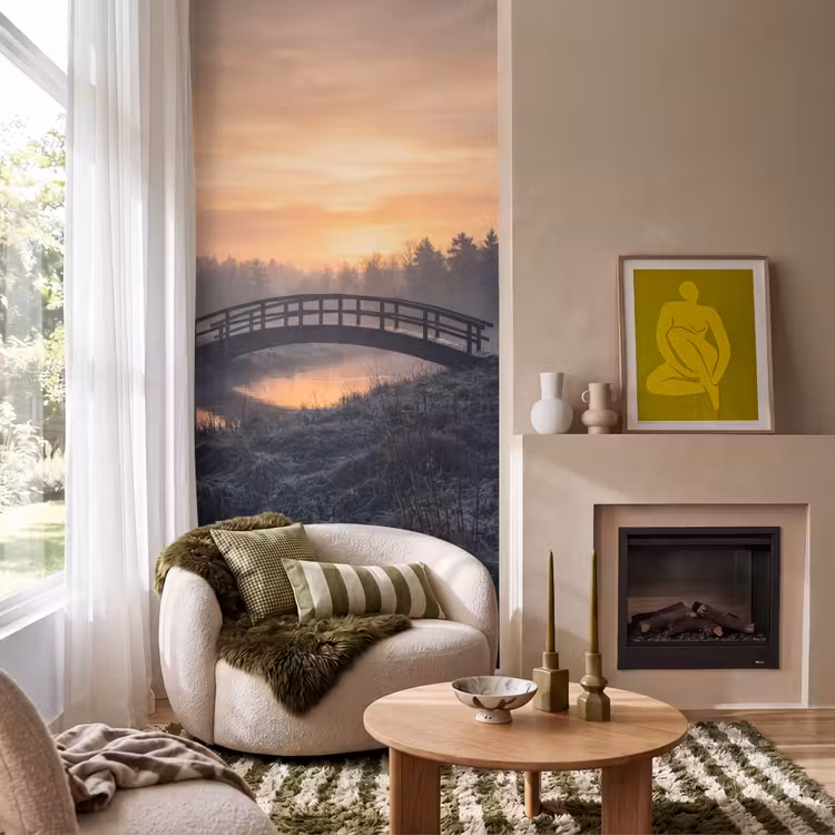 Behang - Brug - Mist - Bomen - Water — 1
