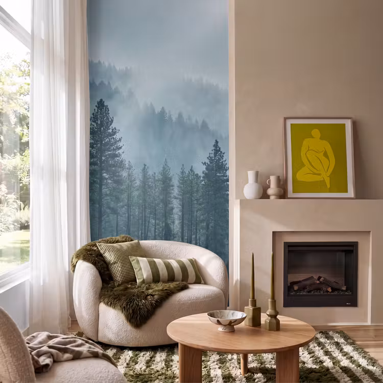 Behang - Naaldwoud - Bergen - Mist — 1