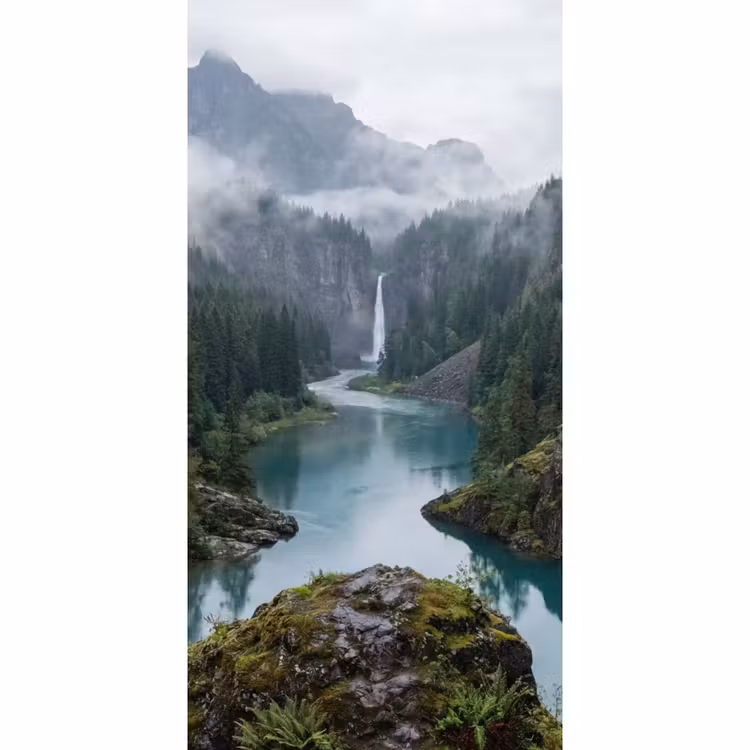 Behang - Waterval - Bomen - Bergen — 2