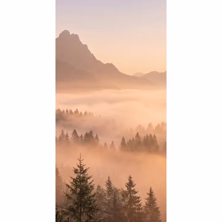 Behang - Zonlicht - Mist - Bergen - Bomen — 2