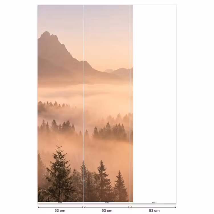 Behang - Zonlicht - Mist - Bergen - Bomen — 6