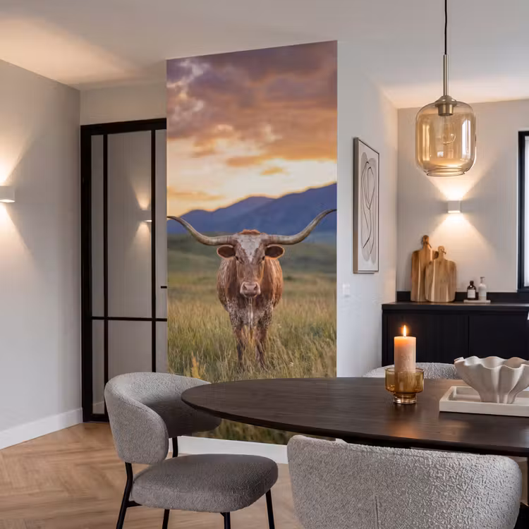 Behang - Longhorn - Landschap - Zonsondergang — 5