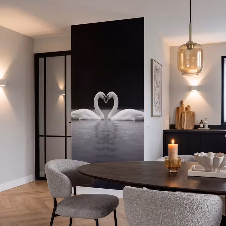Behang - Zwanen - Hart - Zwart - Wit — 5