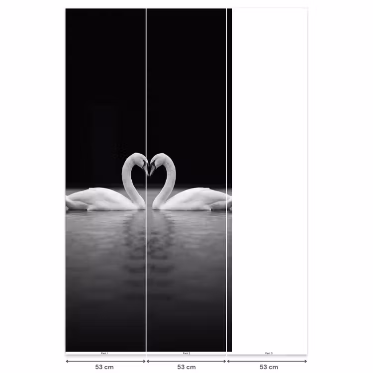 Behang - Zwanen - Hart - Zwart - Wit — 6