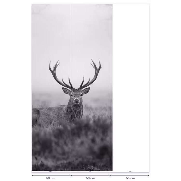 Behang - Hert - Mistig - Zwart - Wit — 6