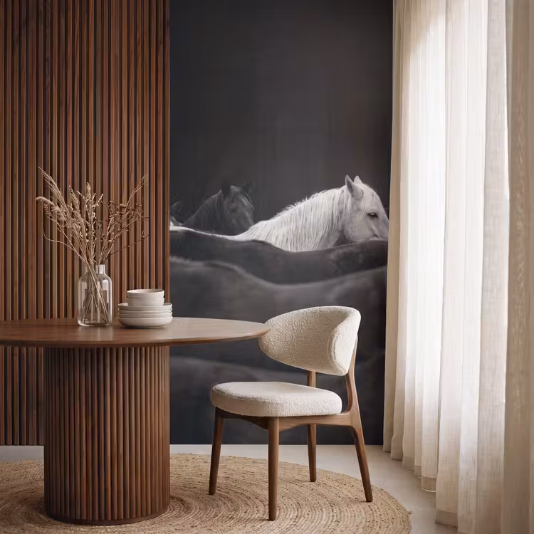 Behang - Paarden - Zwart - Wit - Kudde — 4
