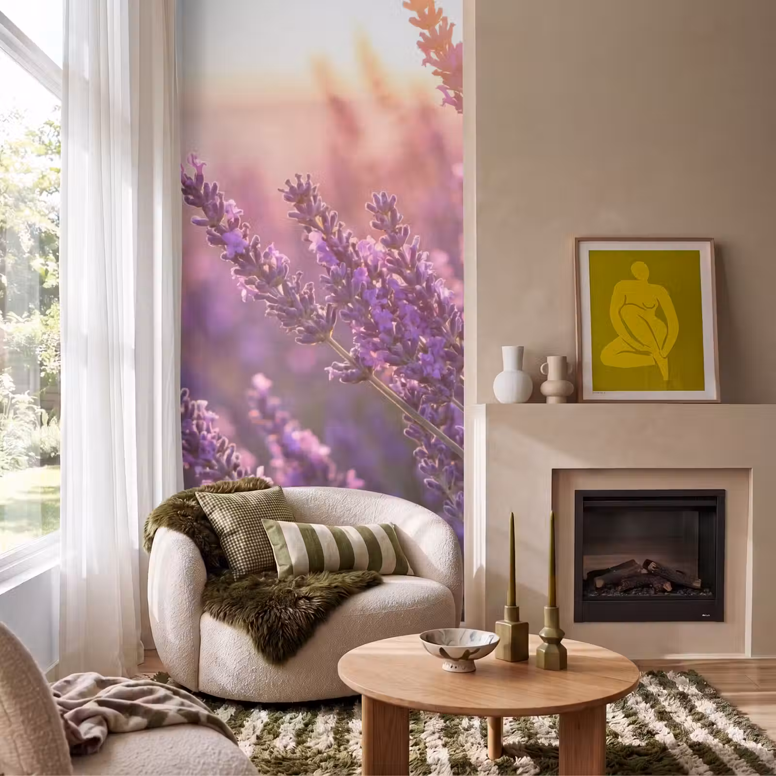 Behang - Lavendel - Paars - Zonlicht — 1