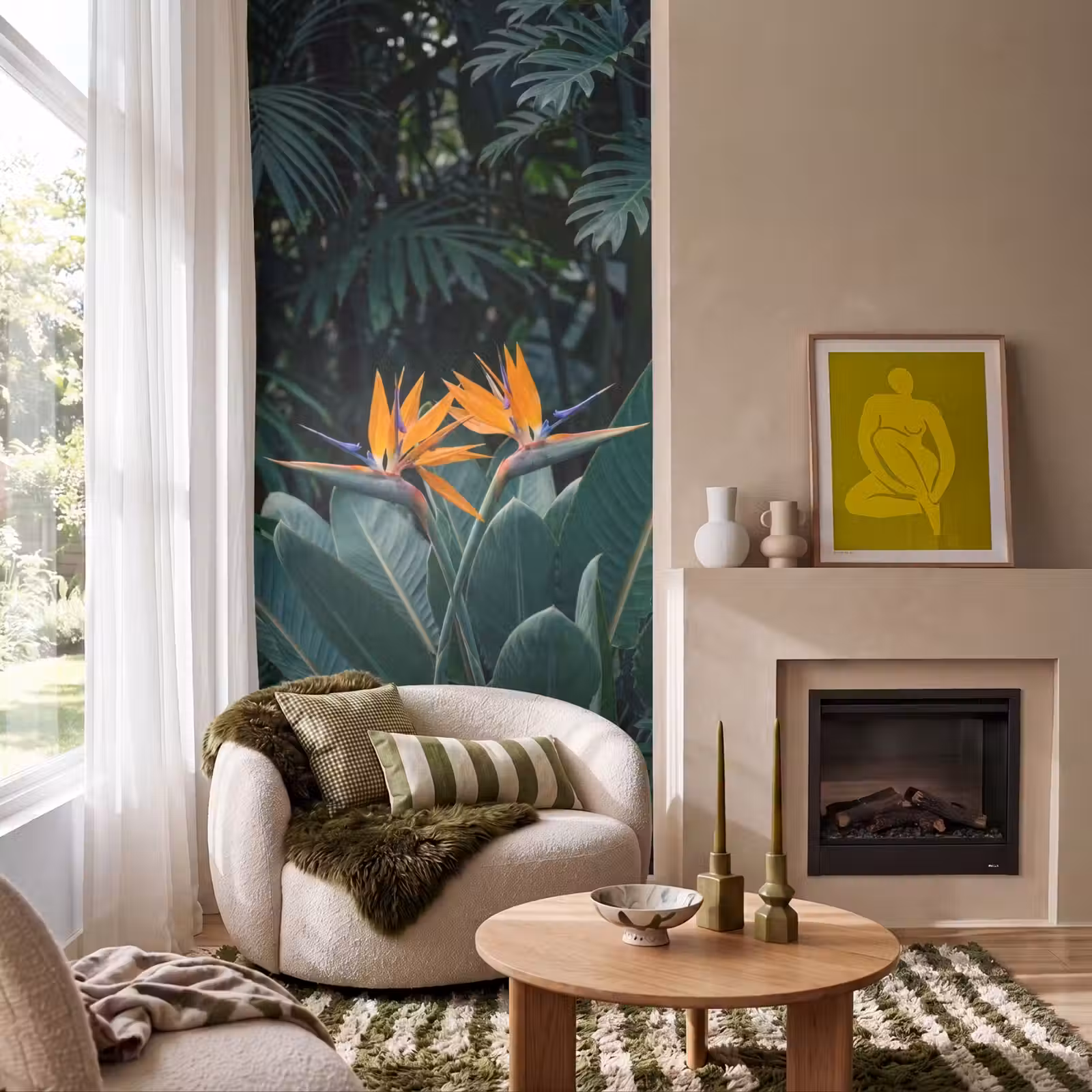 Behang - Paradijsvogel - Bloem - Exotisch — 1