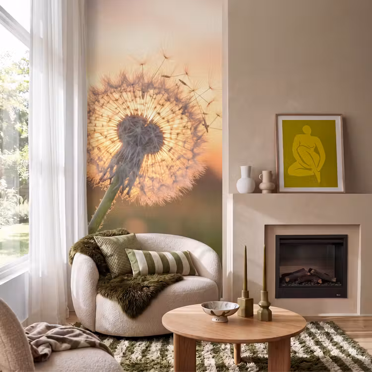 Behang - Paardenbloem - Zonsondergang - Veld — 1