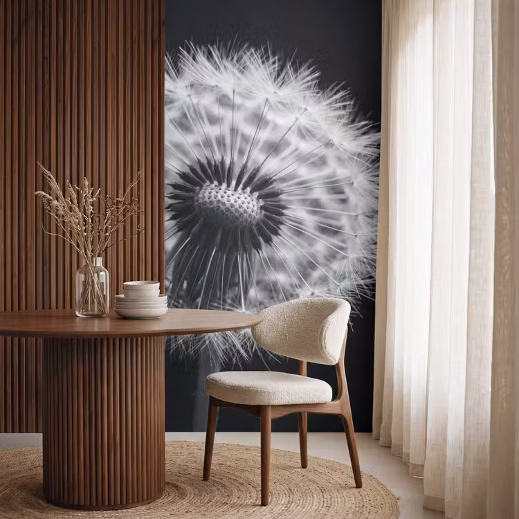 Behang - Paardenbloem - Zwart - Wit — 4