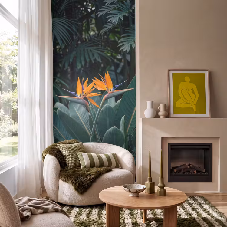 Behang - Paradijsvogel - Bloem - Exotisch — 1