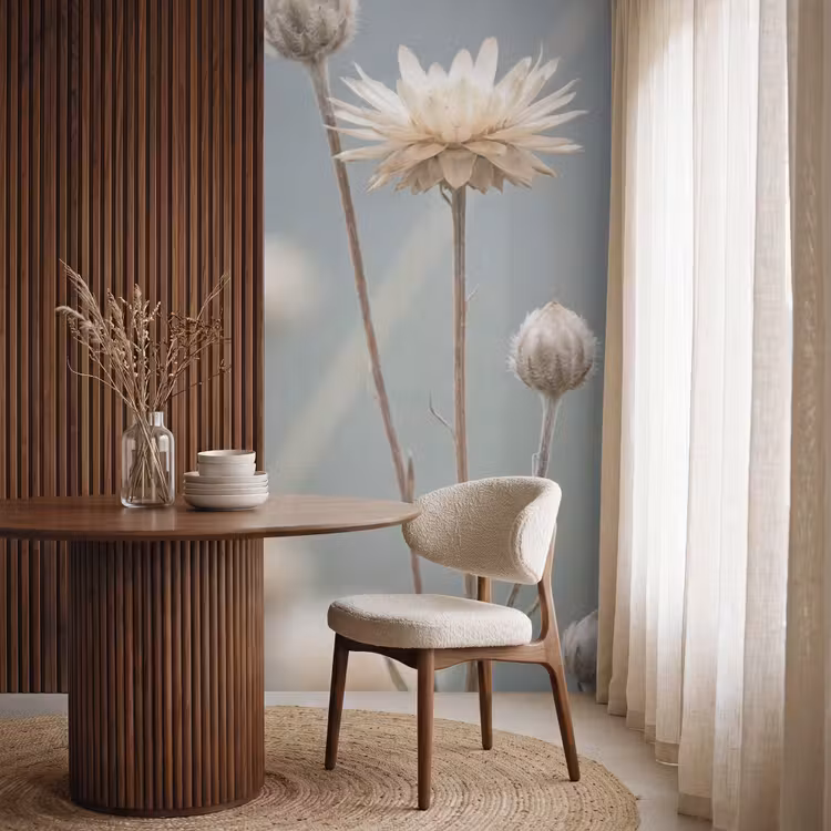 Behang - Strobloemen - Wit - Daglicht — 4