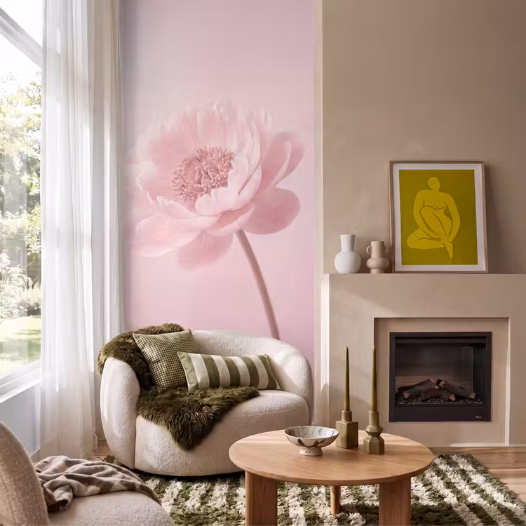 Behang - Bloem - Pioenroos - Roze — 1