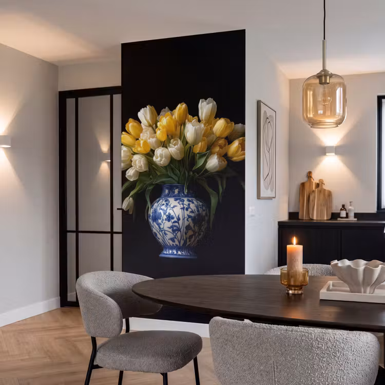 Behang - Geel - Tulpen - Vaas - Bloemen — 5