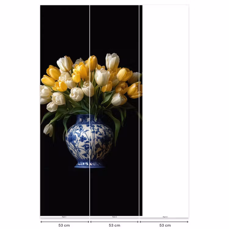 Behang - Geel - Tulpen - Vaas - Bloemen — 6