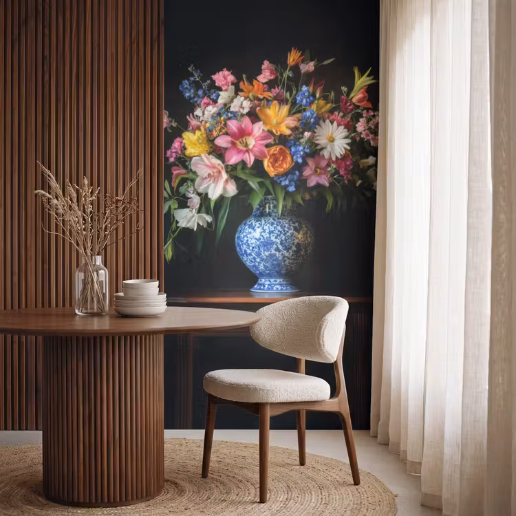 Behang - Kleur - Vaas - Bloemen - Boeket — 4