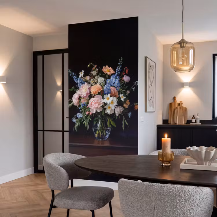 Behang - Pastel - Bloemen - Glazen - Vaas — 5