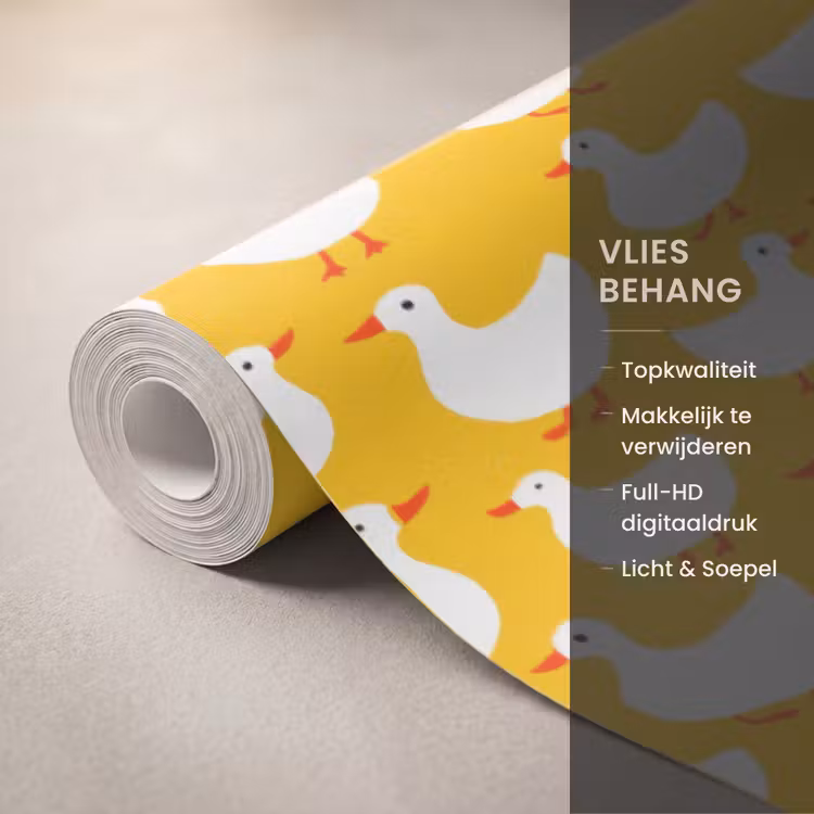 Behang - Eendjes - Patroon - Geel — 3