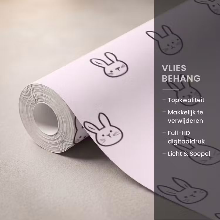 Behang - Konijnen - Minimalistisch - Roze — 3