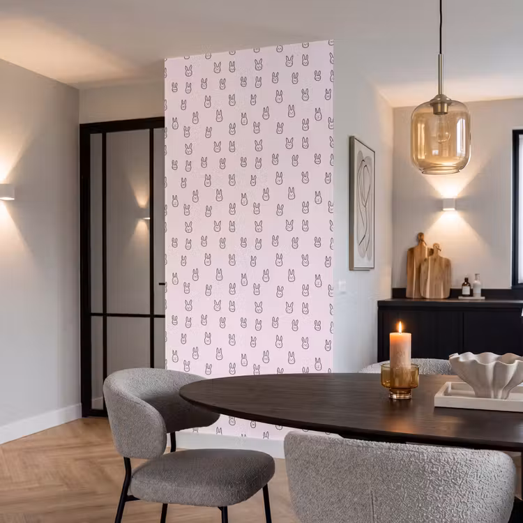 Behang - Konijnen - Minimalistisch - Roze — 5