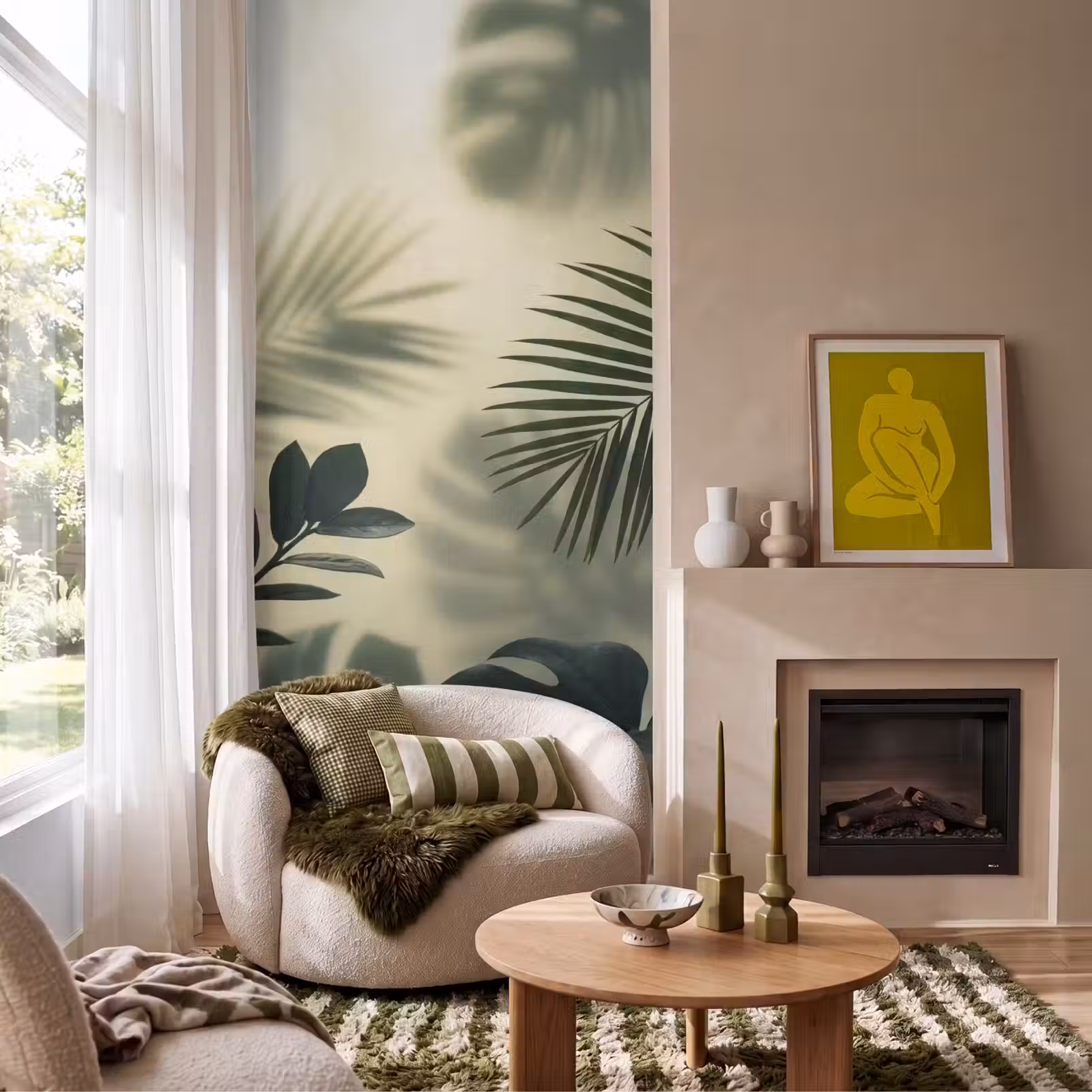 Behang - Planten - Bladeren - Schaduwen - Groen - Modern — 1