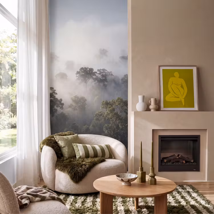 Behang - Bos - Mist - Natuur - Groen — 1