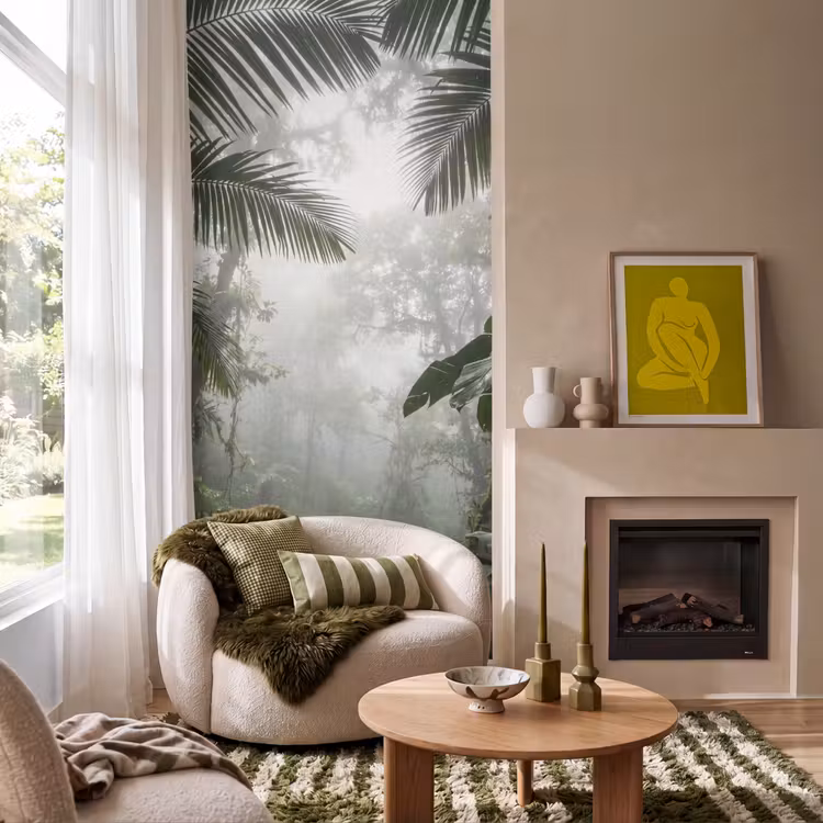Behang - Natuur - Jungle - Mist - Groen - Bladeren — 1
