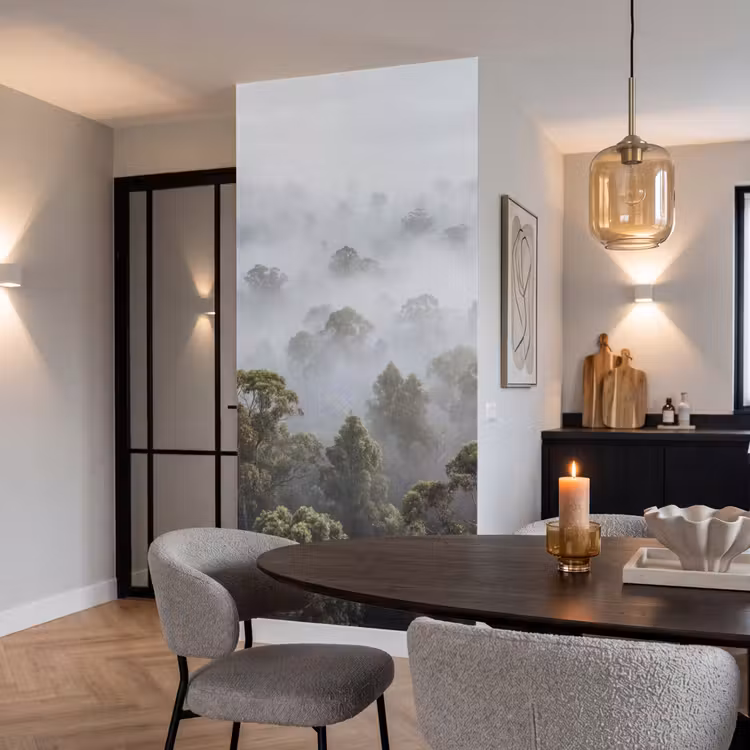 Behang - Natuur - Mist - Bos - Ochtend - Goud — 5