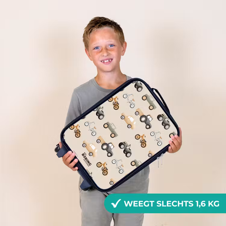 Kinderkoffer - Zwart - Retro voertuigen patroon — 3