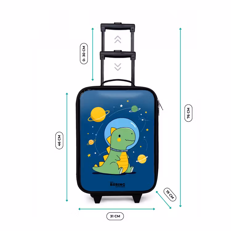 Kinderkoffer - Zwart - Dino - Planeet - Ster - Blauw — 7