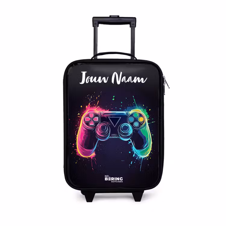 Kinderkoffer met naam - Neon - Controller - Verfspatten - Game — 1