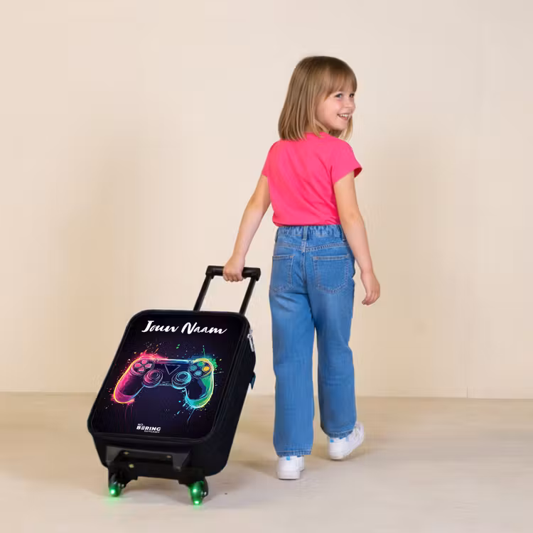 Kinderkoffer met naam - Neon - Controller - Verfspatten - Game — 2