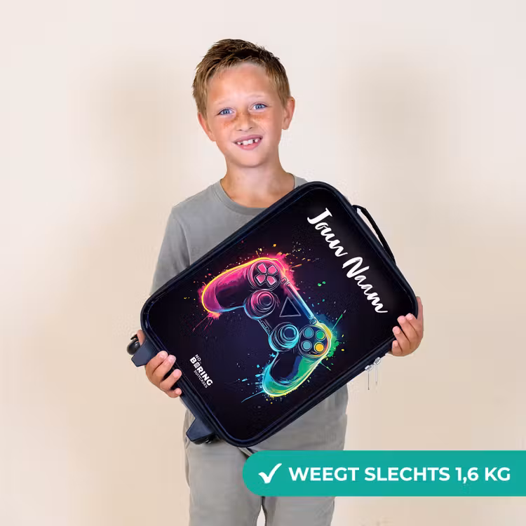 Kinderkoffer met naam - Neon - Controller - Verfspatten - Game — 3