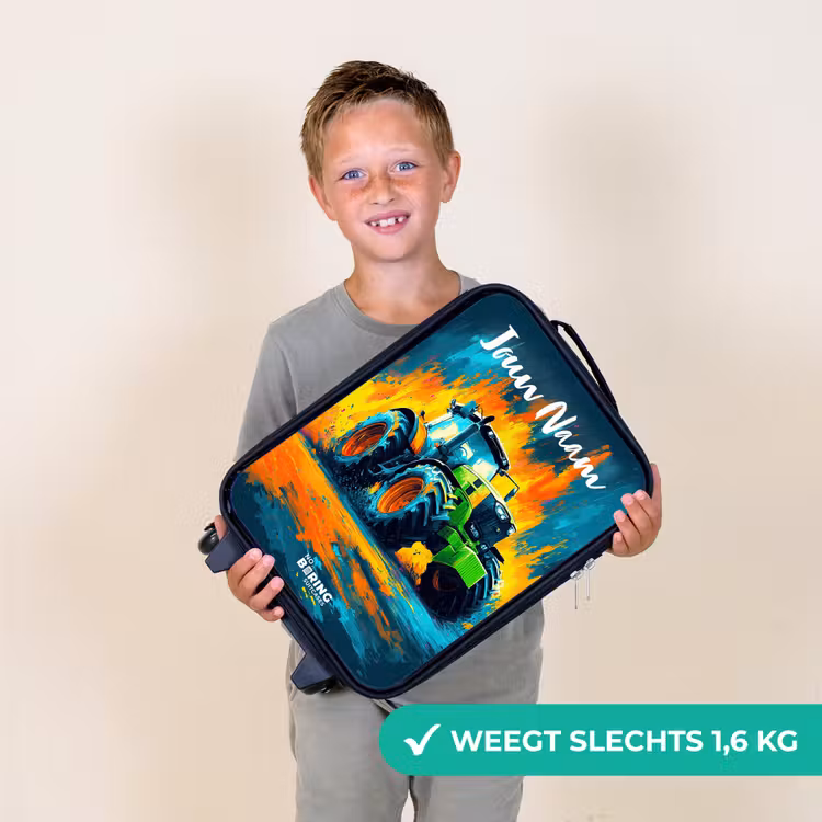 Kinderkoffer met naam - Abstract - Tractor - Groen — 3