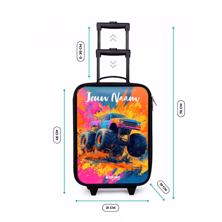 Kinderkoffer met naam - Monstertruck - Abstract - Verfspatten - Kleurrijk — 7