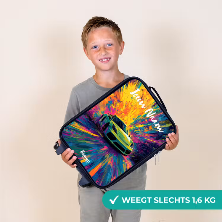 Kinderkoffer met naam - Sportauto - Groen - Verfstrepen - Kleuren — 3