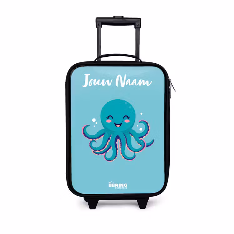 Kinderkoffer met naam - Octopus - Water - Blauw — 1