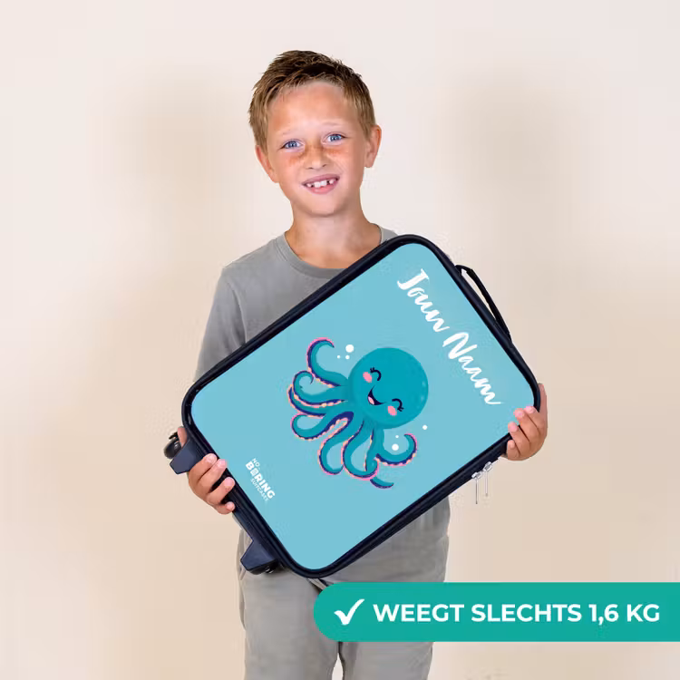 Kinderkoffer met naam - Octopus - Water - Blauw — 3