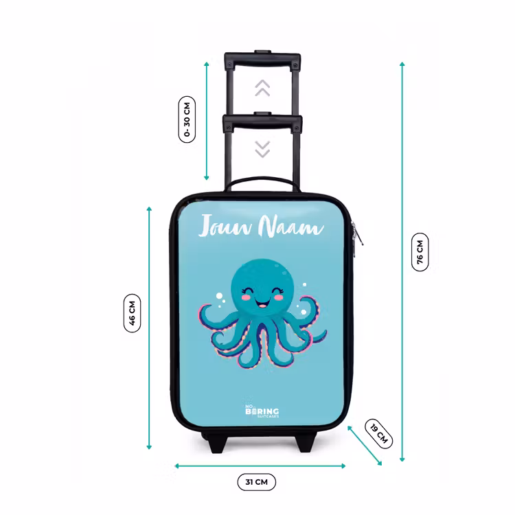 Kinderkoffer met naam - Octopus - Water - Blauw — 7