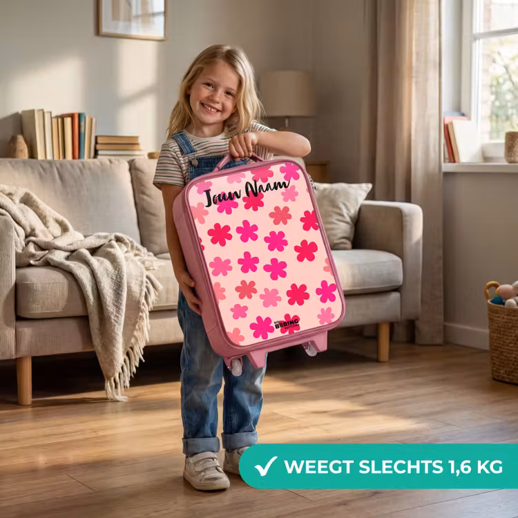 Kinderkoffer met naam - Roze - Bloemen - Patroon - Roze — 2