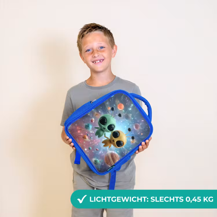 Rugzak kind - blauw - Ruimtevriendjes zwevend tussen de planeten — 2