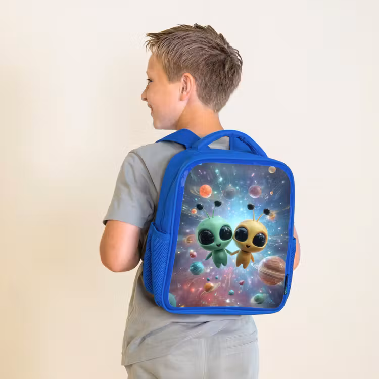 Rugzak kind - blauw - Ruimtevriendjes zwevend tussen de planeten — 3