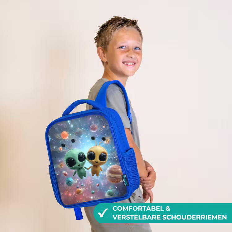 Rugzak kind - blauw - Ruimtevriendjes zwevend tussen de planeten — 4